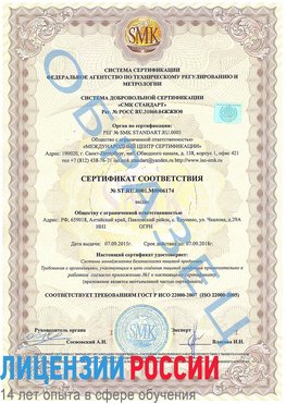 Образец сертификата соответствия Ивантеевка Сертификат ISO 22000